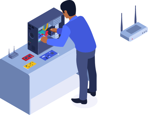 ネットワーク機器を設定する人物のイメージ